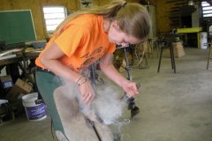 Alexis hot fitting a shoe to a hoof