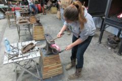 Zoe making a handmade egg bar shoe