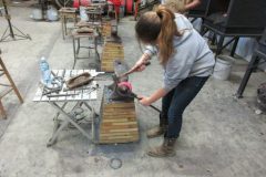 Zoe making a handmade egg bar shoe